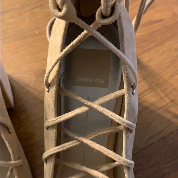Dolce Vita Nude Lace Up Suede Heels - Picture 6 of 6